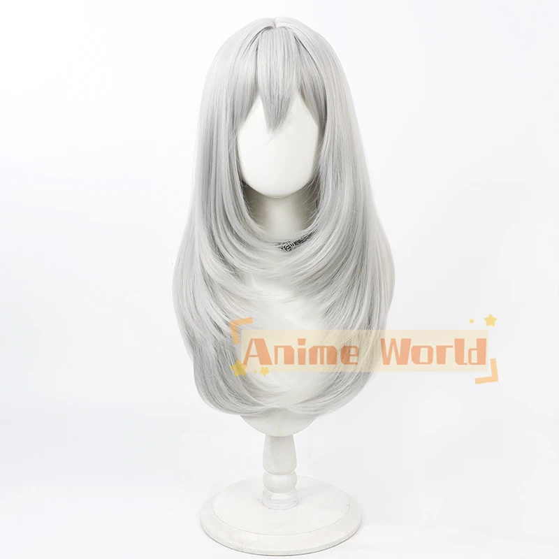 Anime FF14 Estinien Wyrmblood Cosplay Wig 60cm Long Silver Grey Heat Resistant Synthetic Hair FFXIV Wigs + Wig Cap