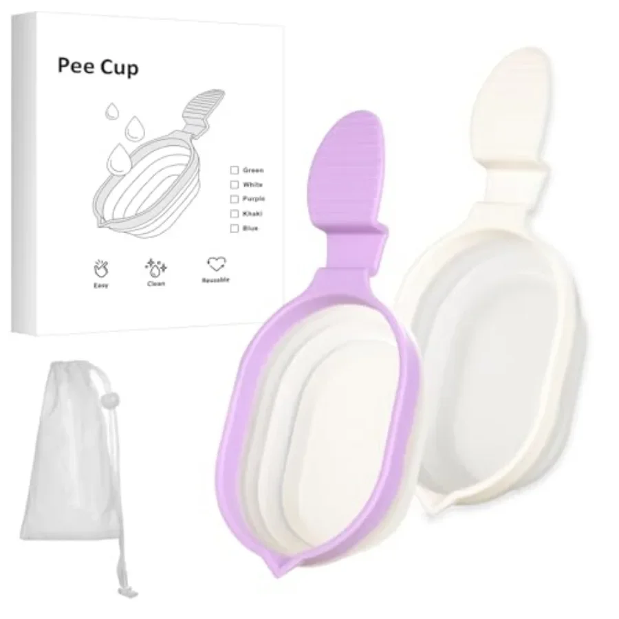 

Urine Cups for Ovulation and Pregnancy Tests 2 Pack Reusable Pee Cup Collapsible Specimen Container Urine Sample Detection
