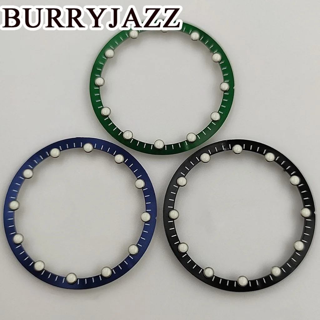 BURRYJAZZ 28.5mm*24.5mm Watch Dial Circle Plate For NH70 NH72 Skeleton Movement Hollow Dial RIng C3 Luminous Watch Accessories