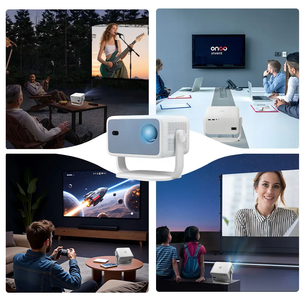 KIXIN 800ANSI Projector 4K 1080P Android 14 Netflix Offically Projectors Auto Keystone Focus Air Mouse Wifi BT5.4 Portable Home