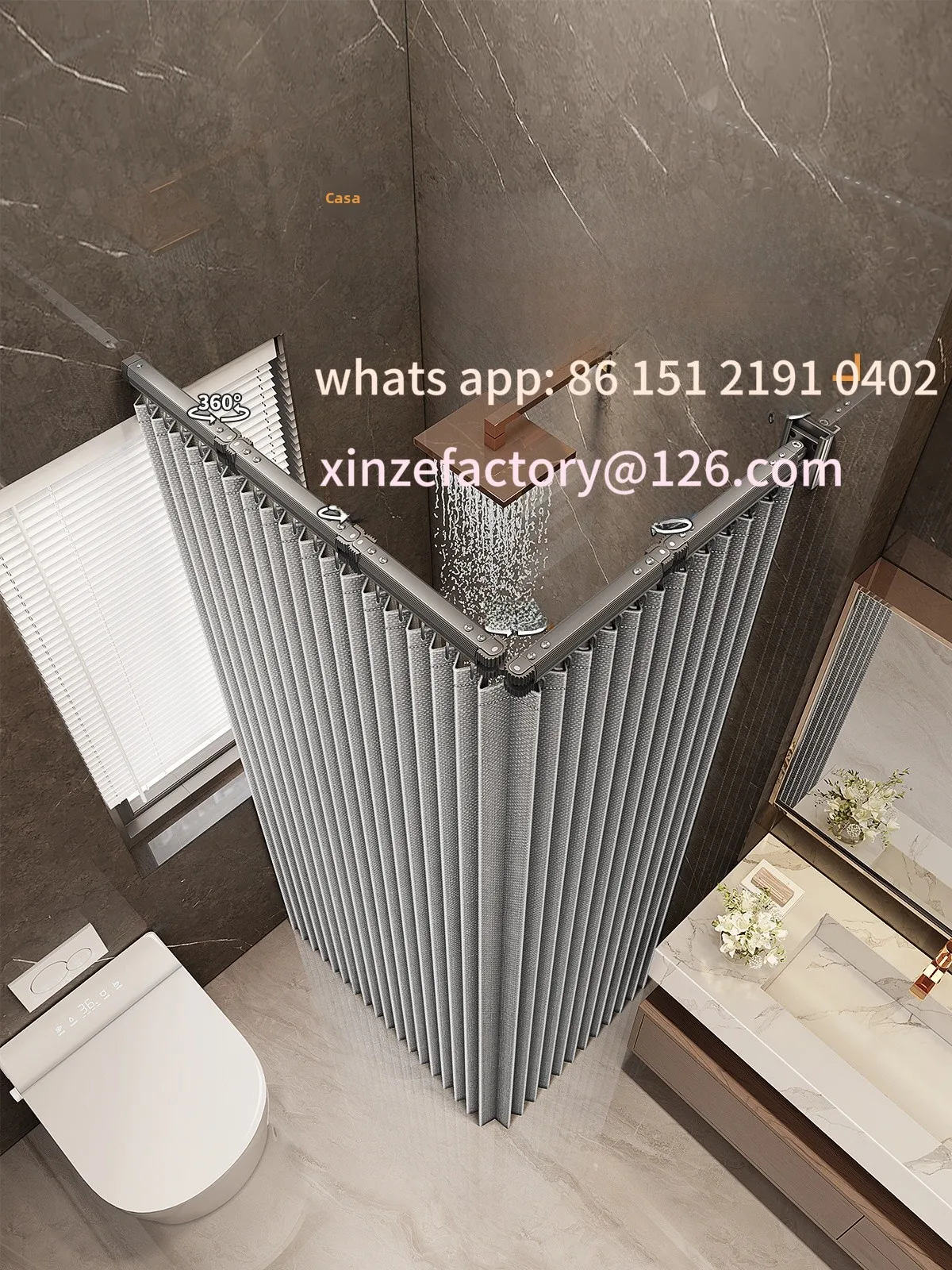 

Customizable Bath Curtain Arc ape Wet And Dry Separation Water Bloing Curtain Waterproof Batoom Privacy Partit