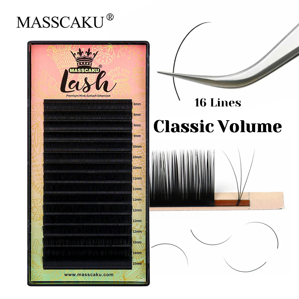 

16 Lines MASSACKU 0.07/0.10mm Waterproof Cashmere Regular Eyelashes Long-lasting Comfortable Classic Volume Lashes Application