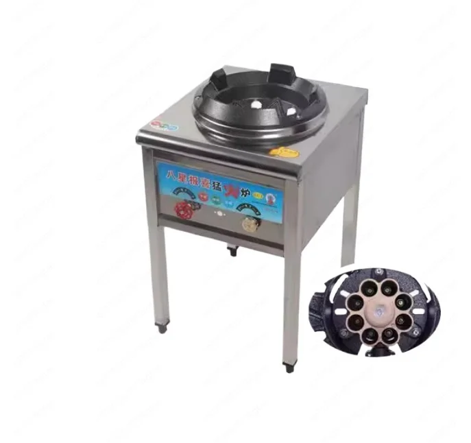 All-steel Straight Eight No Fan, Natural Gas + Accessories, Fire Stove Commercial  Gas Stove Low Pressure Stir-fry Stove