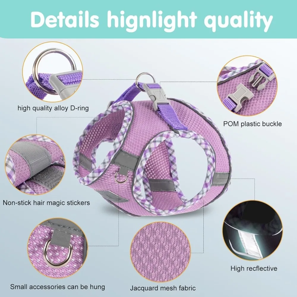 Dog Harness and Leash Set, No Pull Pet Harness for Small Dogs Easy Walking,Soft Breathable Small Dog Harness