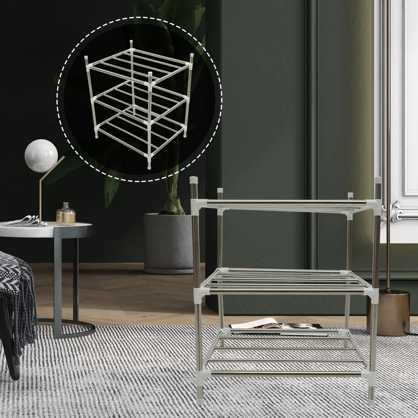 

Household Pot Rack Kitchen Pan Organizer Multi-Function Draining Pot Rack Practical Home Accessory Home Accessory