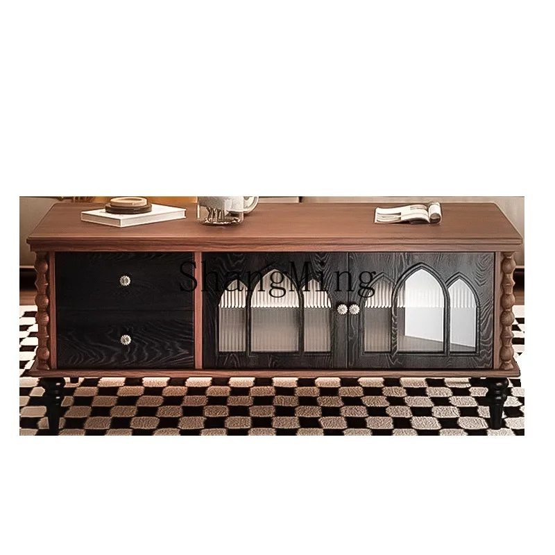 FG matching solid wood coffee table light luxury high-end tea table light luxury small apartment high-end storage cabinet