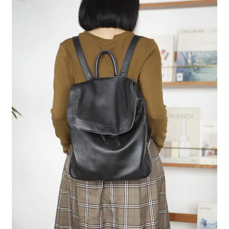 Sac à dos en cuir de vache pour femmes, couche supérieure de haute qualité, grande capacité en forme de seau, Simple et décontracté, polyvalent, tendance, nouvelle collection 2025