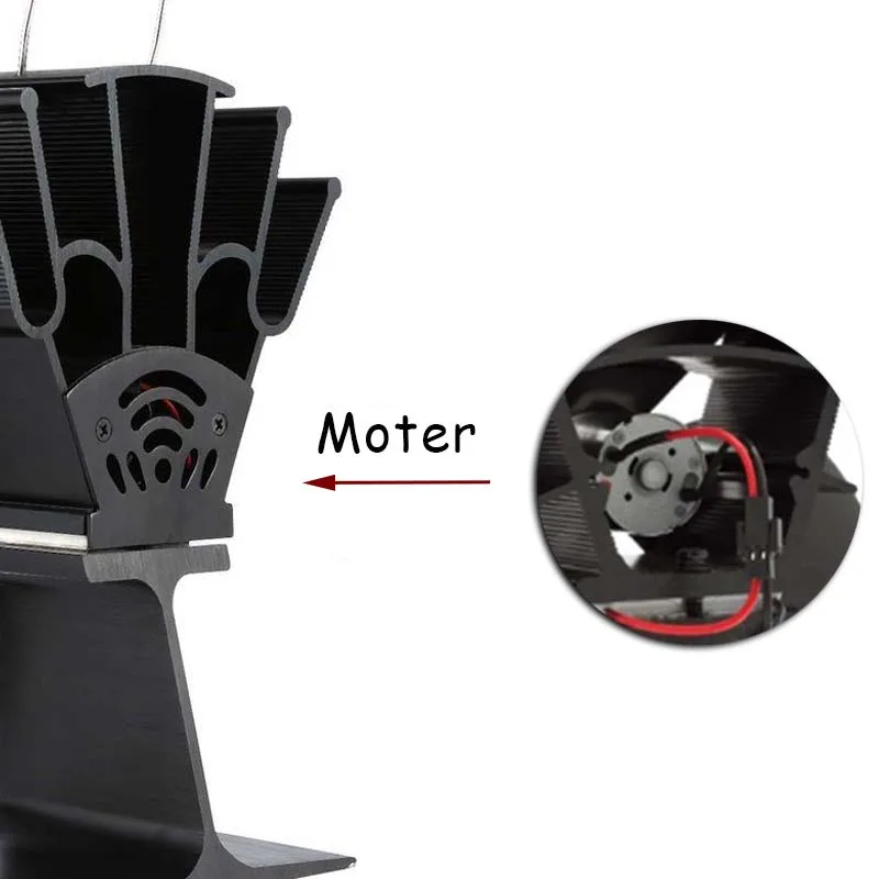 Stove Fan Replacement Motor Heat Powered Fireplace Metal Eco-Friendly Quiet High Temperature Resistant Motor Fan Accessories