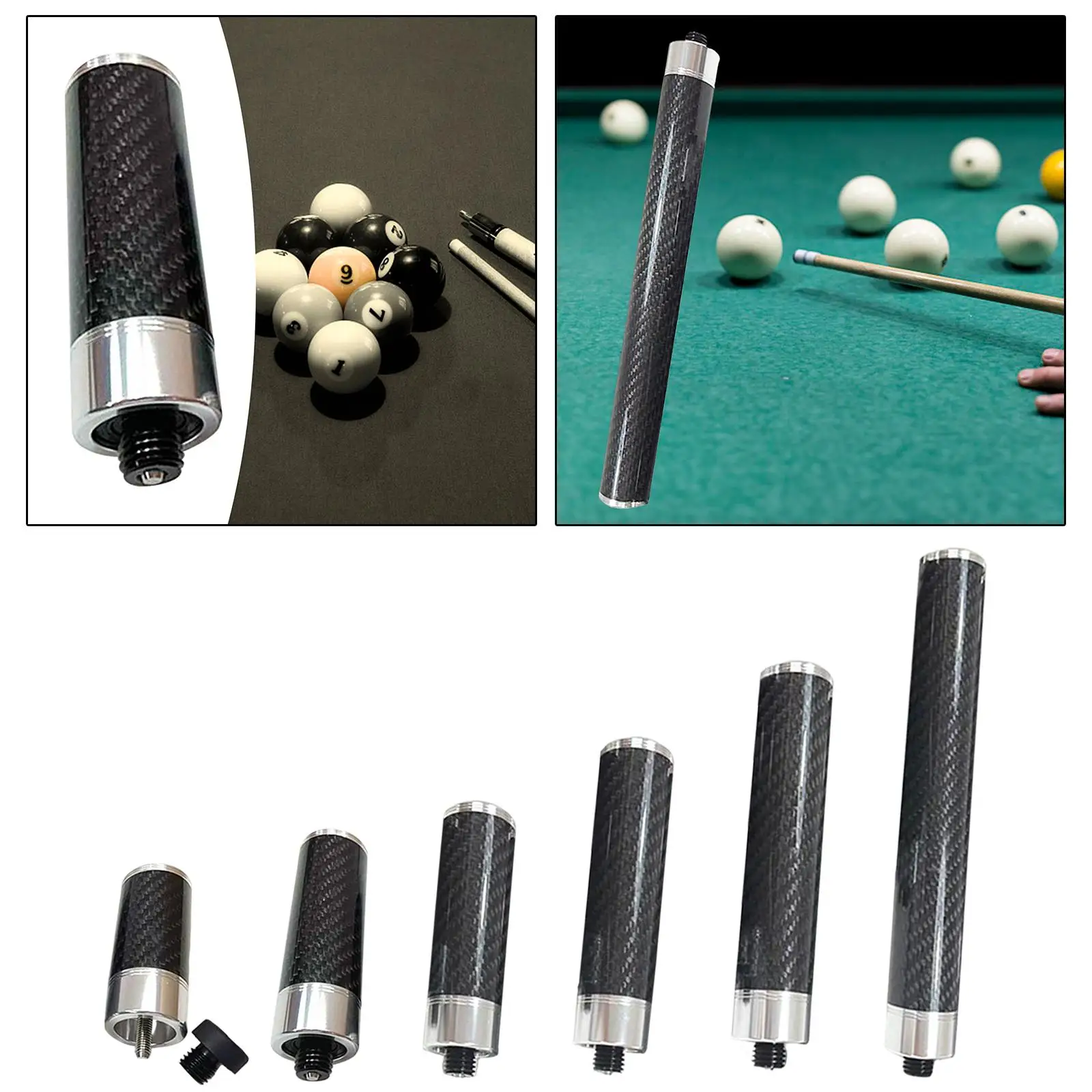 Bilhar Pool Cue End Extender com Bumper, Snooker Stick leve