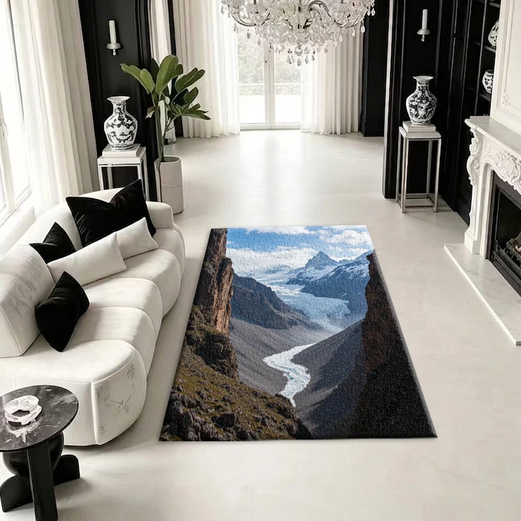Glacier Snow Mountain Canyon Carpet Floor Covering Majestic Natural Scenery Home Corridor Decorative Carpet