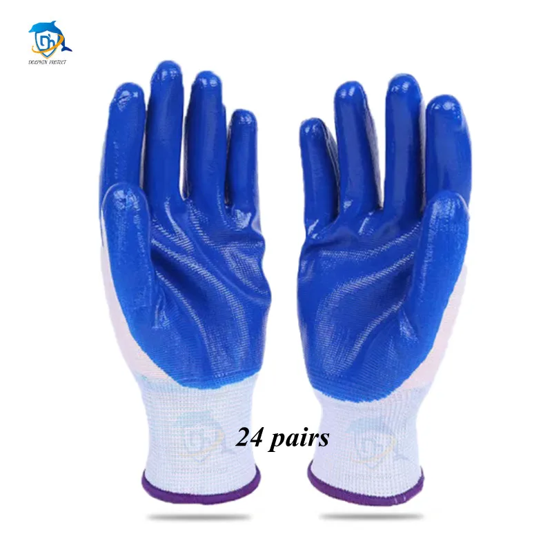 Work Gloves Palm Dipped Nitrile Gloves Mechanic Repairing Abrasion Resistance Safety Gloves Security Protection