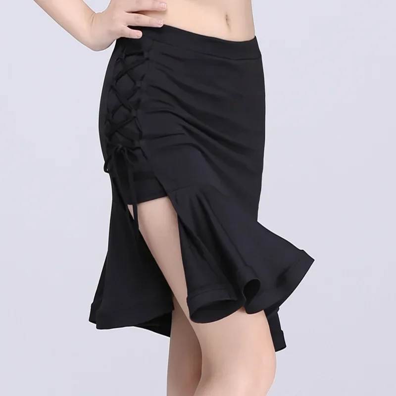 

Leopard Print Women Classic Latin Dance Costumes Asymmetrical Ruffle Mermaid Skirt Lady Salsa Chacha Tango Rumba Dress