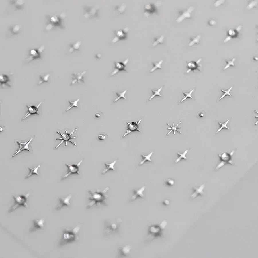 1 piece  5D silver nail stickers metal mini star nail art stickers high quality exquisite decals self-adhesive nail art stickers