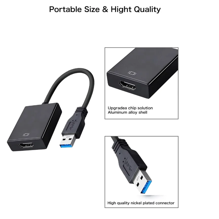 Adapter USB 3.0 na HDMI Konwerter wideo 1080P Zewnętrzny adapter USB Kabel adaptera wideo do komputera stacjonarnego Laptop HDTV