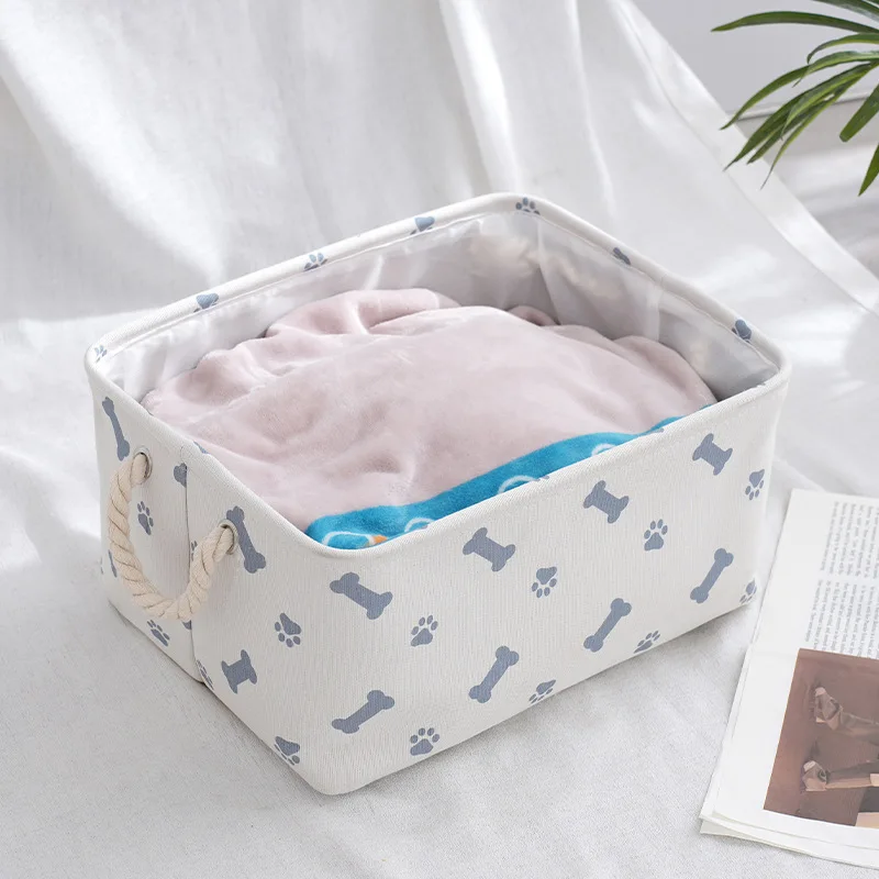 Fabric Storage Basket Home Clothes Toys Sundries Storage Box Foldable Canvas Open Storage With Handle Home Organization