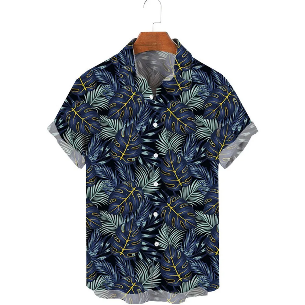 

HX Fashion Men's Shirts Hawaii Bohemia Tropical Plants Monstera Leaves 3D Printed Casual Shirt Short Sleeve Beach Shirt