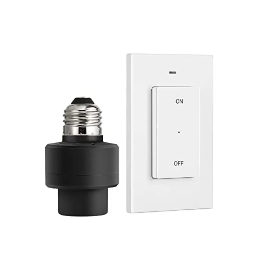 Light Socket, Wireless Light Switch for Pull Chain Light Lamp Fixtures, 100Feet Range, No Wiring Needed, ETL Listed 1 Wall Moun