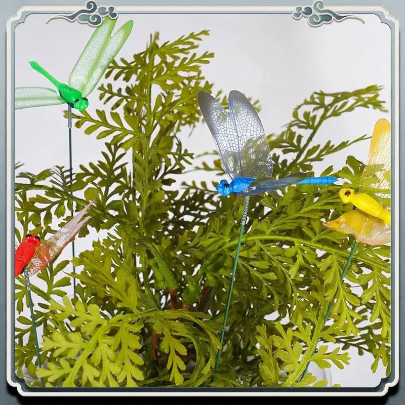 Durable 15PCS Decorative Dragonfly Clips Decor For Garden, 9.8Inch Long,Multicolor Versatile Clip-On Plant Decoration