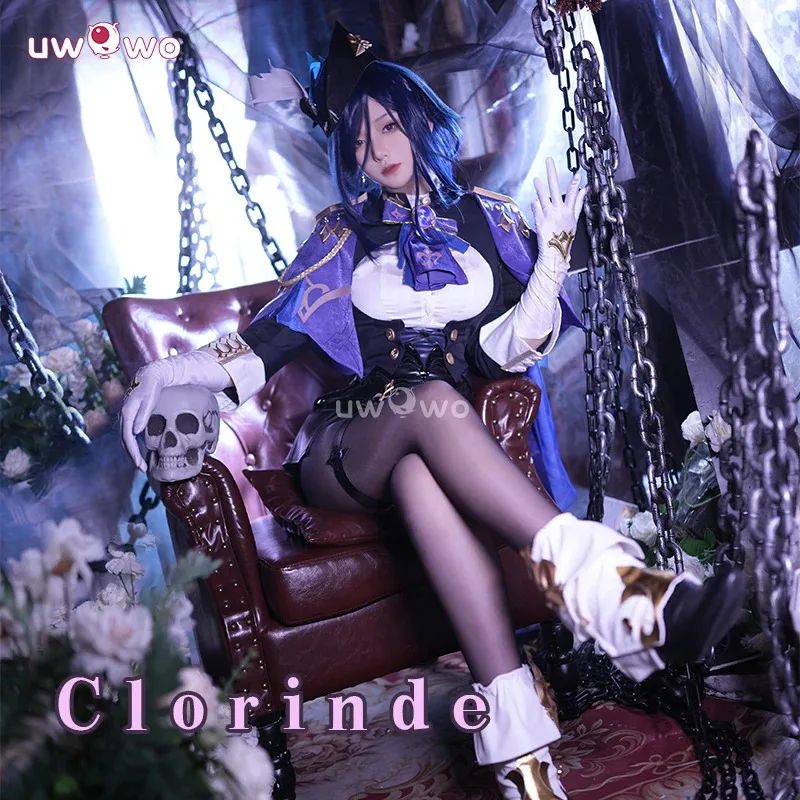 

UWOWO Clorinde Косплей Collab Series: Genshin Impact Clorinde Косплей Костюм Fontaine Косплей Платье Костюм на Хэллоуин