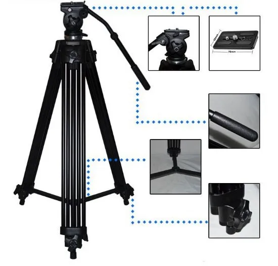 Professional Camera Tripod 1.8m with Fluid Head For Canon Nikon Sony JVC DV DSLR @