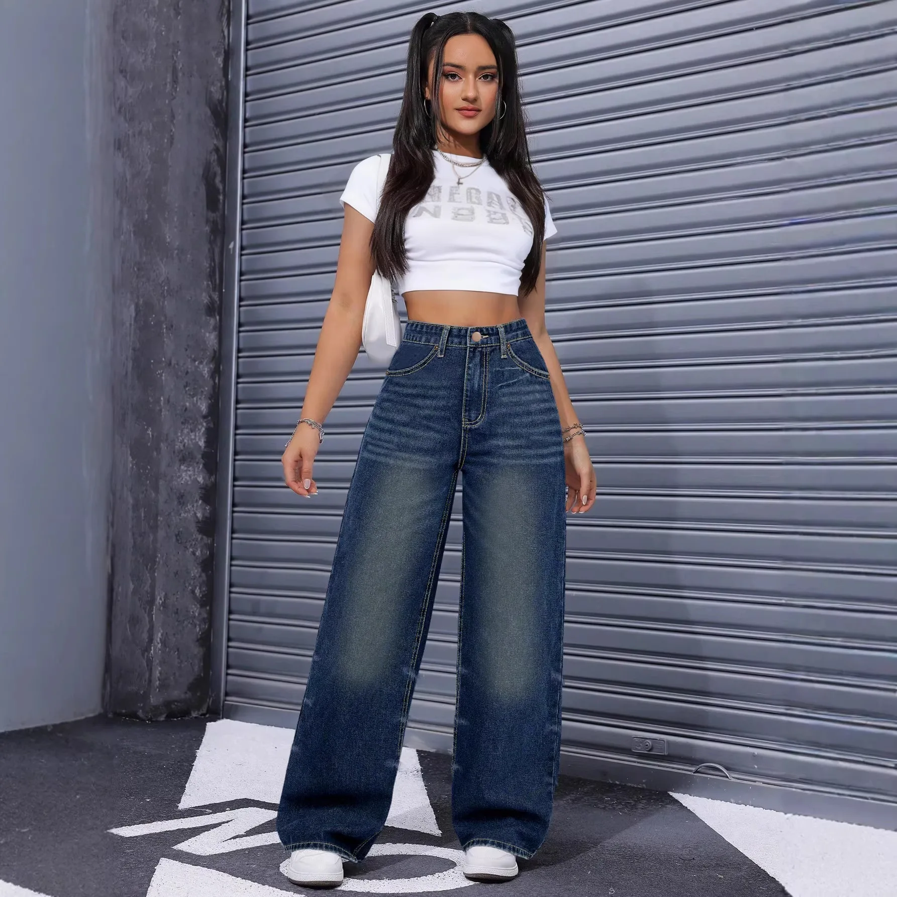 

Retro Wide Leg Baggy Jeans Y2k Spring Summer New Loose Vintage Jeans Pants for Women Straight Large Size Pants Y2K Streetwear