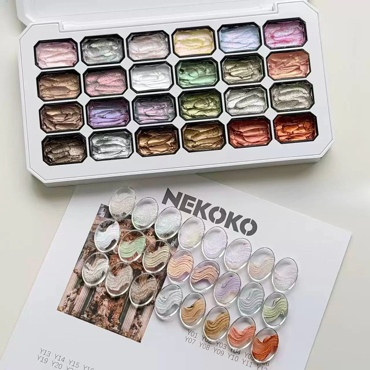 24 Farben Feenpuder-Creme-Gel für Nagelkunst 3D UV/LED-Gel Mikro-Textur DIY Blumen-Design Zubehör für Maniküre-Werkzeuge