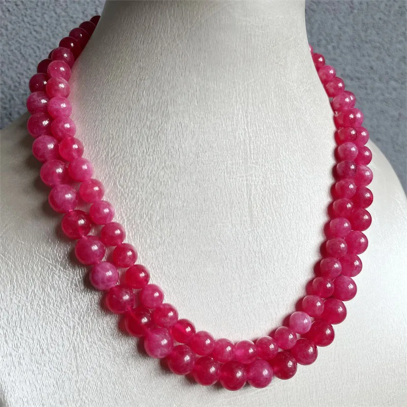 8MM 10MM Red Rubies Natural Stone Necklace Vintage Festival Grilfriend Boyfriend Men Woman Jewelry Surfer Erkek