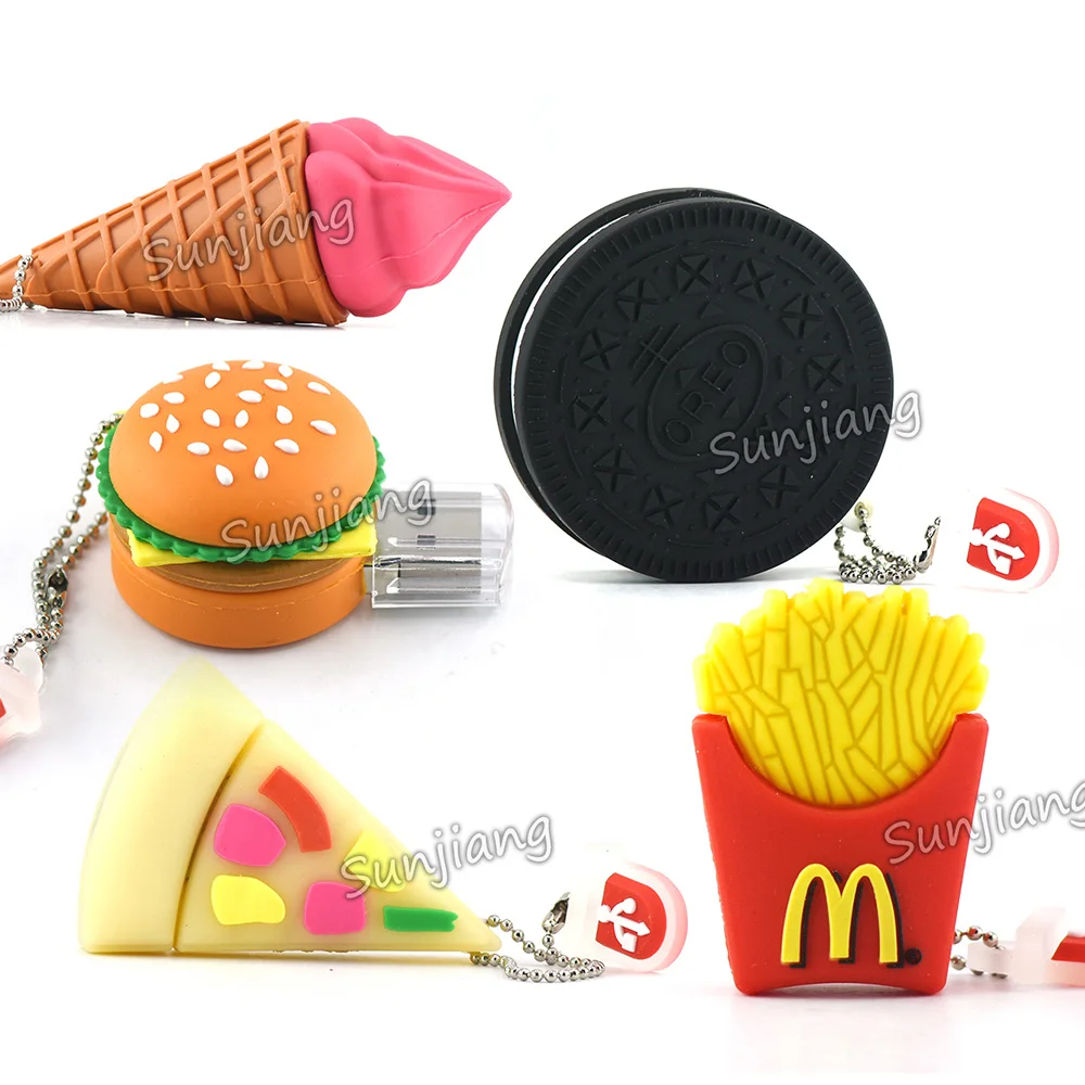 Usb Flash Drive 128gb 256gb Pendrive 512gb Hamburger Pisa Biscuit French Fries U Disk Pen Drive 4gb 8gb 16gb 32gb 64gb