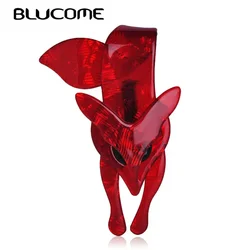 BLUCOMEBLUCOMEBlucome Flaming Fiery Red Fox Shape Brooch Striated Acrylic Jewelry For Lady Women Party Accessories Scarf Hat Bag