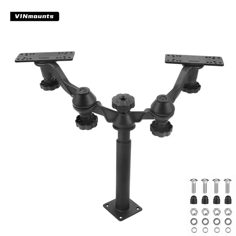 Aluminium Dual Mount Telescopic Column Dual Display Holder Saltwater Marine Use