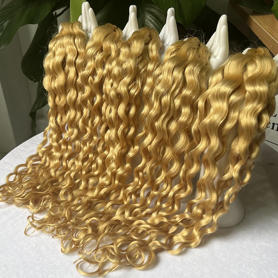 Yiwigs 613 Blonde Water Wave Curly Human Hair Bulk for Braiding No Weft 100% Raw Hair Extensions Hair Suppliers Wholesale Bulk