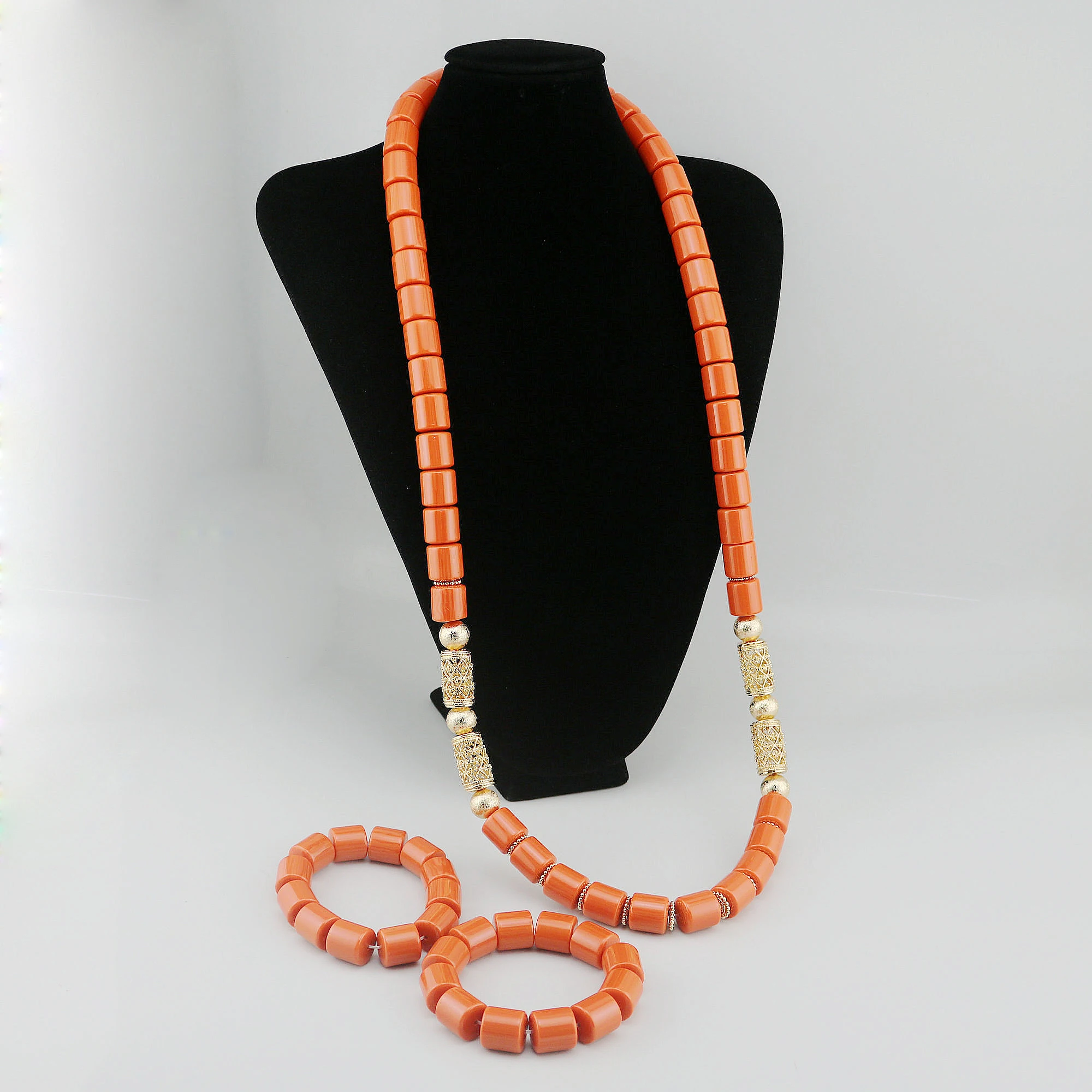 

Nigerian Wedding resin Beads Jewelry Sets Simple resin Beads Necklace Set Wholesale Handmade Design