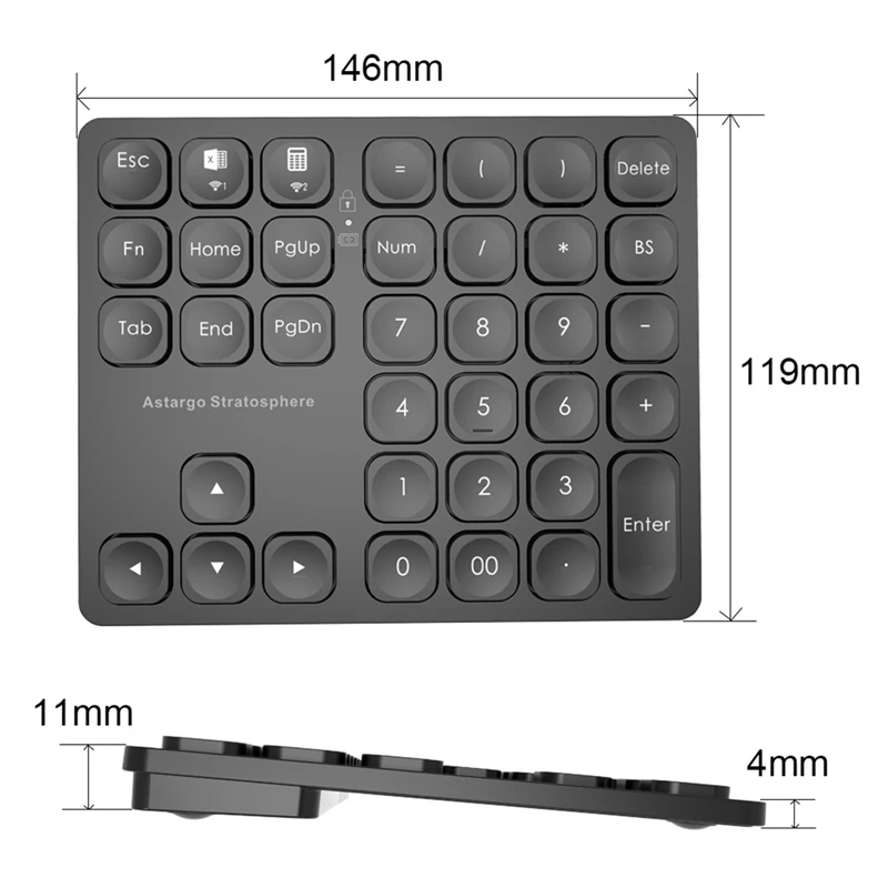 Wireless Number Pads, 36 Keys Numeric Keypad Portable Number Keyboard For Desktop, Laptop, And Tablet Easy Install