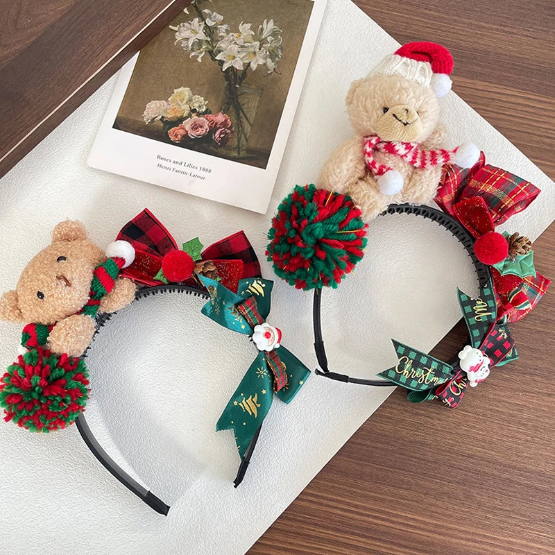 

1 шт., рождественская тематическая мультяшная плюшевая повязка на голову для женщин и детей, рождественский подарок, праздничный аксессуар