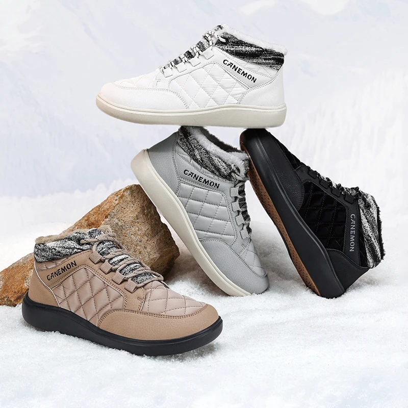 

New Winter Warm Snow Barefoot Casual Shoes Waterproof Non-Slip Women Men Hiking Shoes Outdoor Warm Fur Work Ankle Shoes Big Size