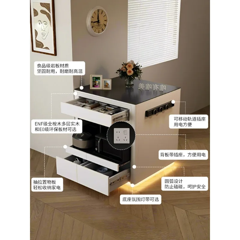 Island countertop cabinet, standalone sintered stone plate, movable small apartment, home open-style island cabinet