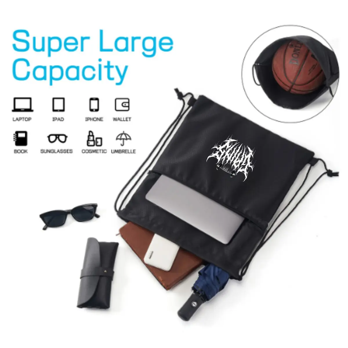 Weightlifting Graphic Drawstring Backpack Unisex School Sports Gym Bag