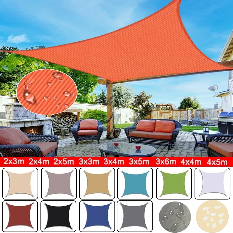 Outdoor Awnings Waterproof Sun Shade Sail Garden Canopi For Terrace Car Canvas Awning Rectangle Pool Sun-Shelter Sunshade Sail