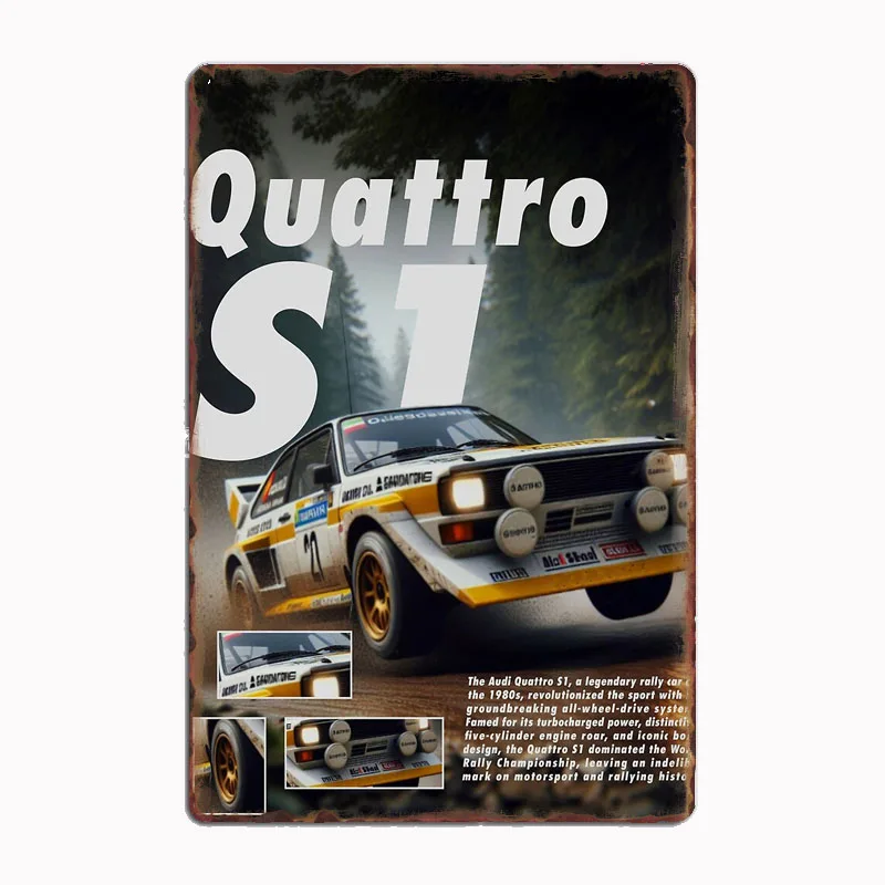 

Rallycar Group B Rest Sports Car Metal Poster Sign Club Custom Indoor Wall Tin Sign Room Decor Home Decor