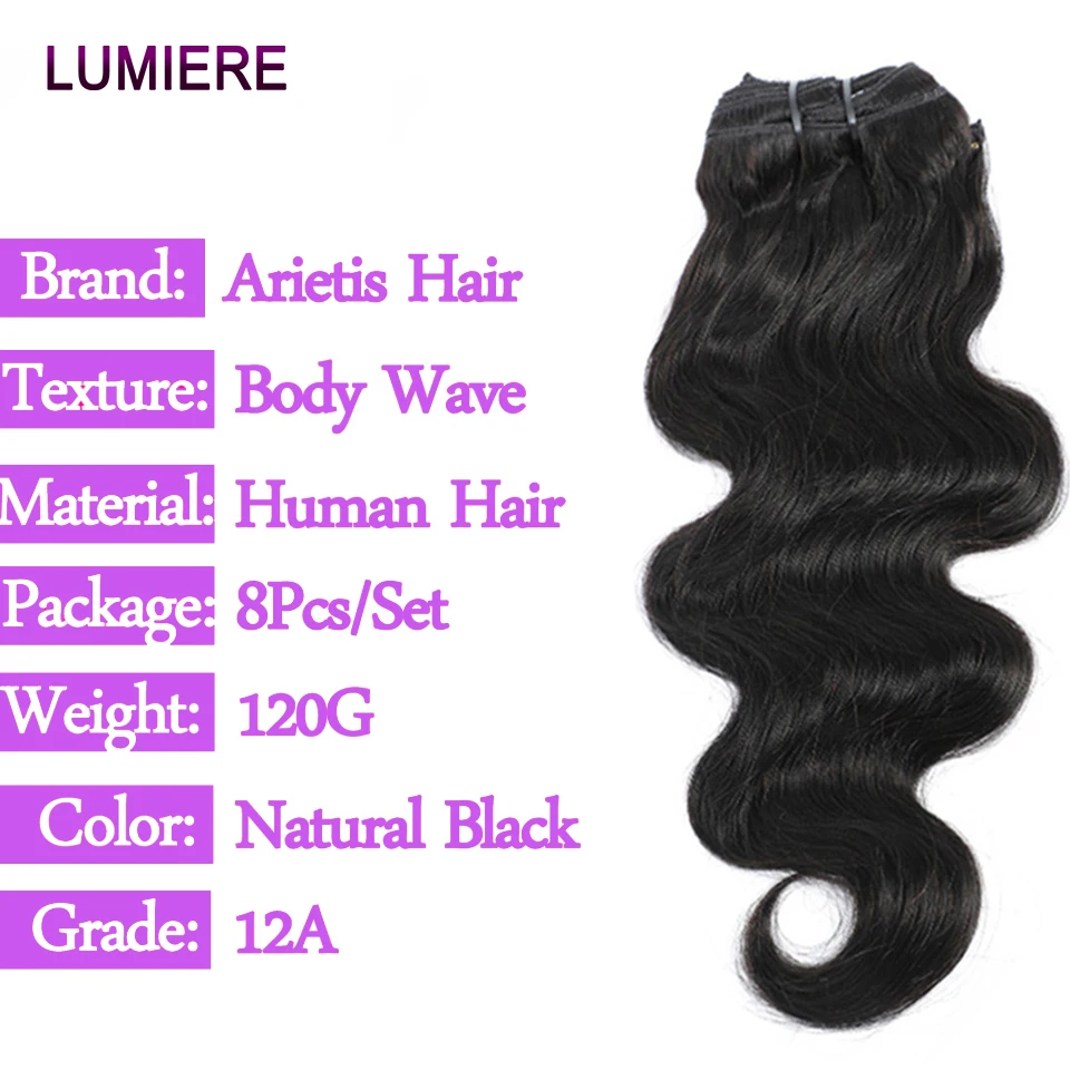 الجسم موجة كليب في الشعر البشري التمديد كامل الرأس البرازيلي عذراء الشعر الخام كليب على الشعر التمديد للنساء 8 قطعة/المجموعة لحمة مزدوجة #4