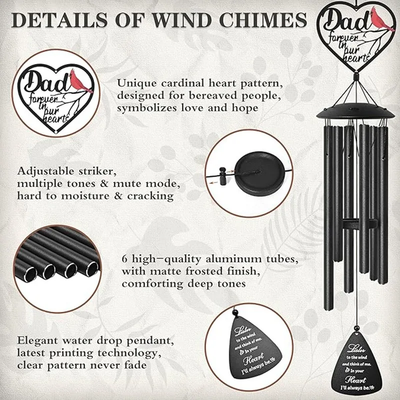 High Grade Wind Chime Home Creative Commemorative Wind Chime Outdoor Garden  Hanging Ornament Yard Home Wall Hanging Decoration