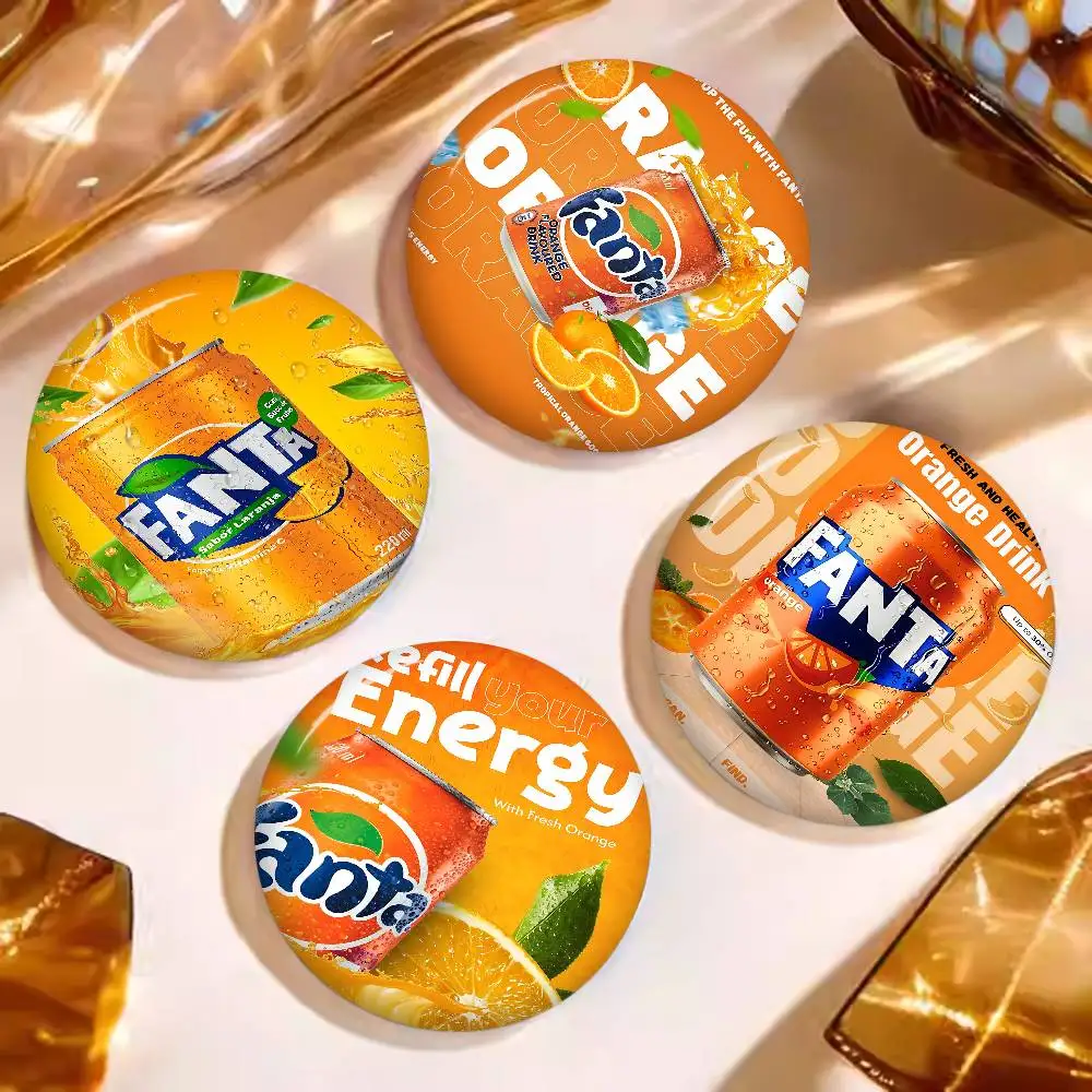 Lustige F-Fanta-Logo-Cartoon-Broschen, Anime-Abzeichen, runde handgefertigte Brosche, Anstecknadeln, Schmuck für Rucksack, Kleidung, Geschenke