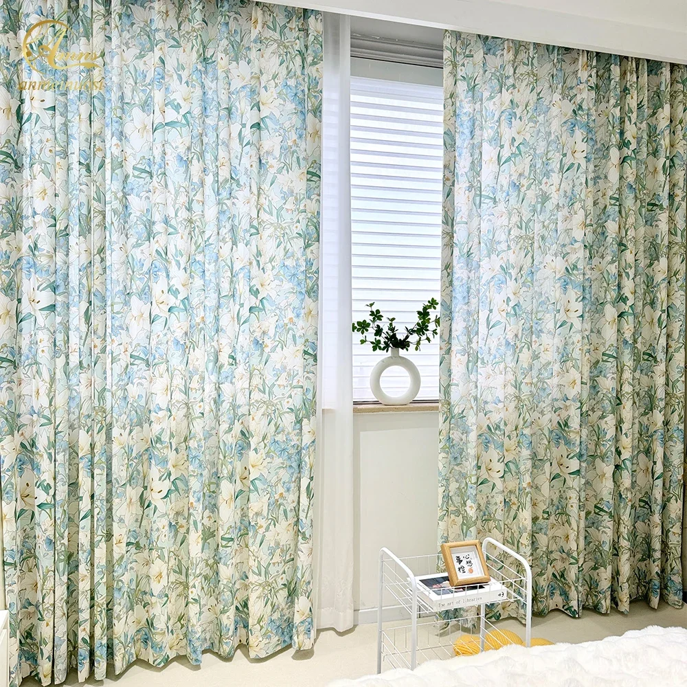 

Magnolia Flower Curtains Translucent Sheer Super Soft Gentle Country Style Curtain For Bedroom Living Room Various Room Decor