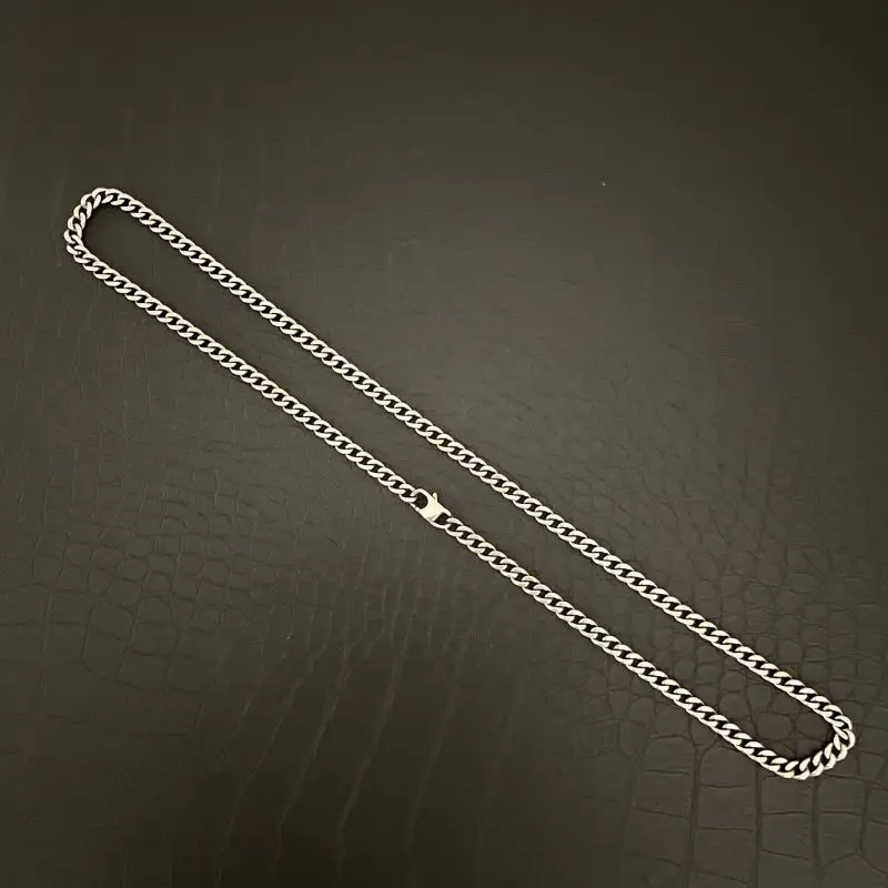 Pure Titanium Necklace 5.5mm Wide Cuban Chain Anti Allergy Hip Hop Trend Birthday Gift Versatile Accessories for Men and Women