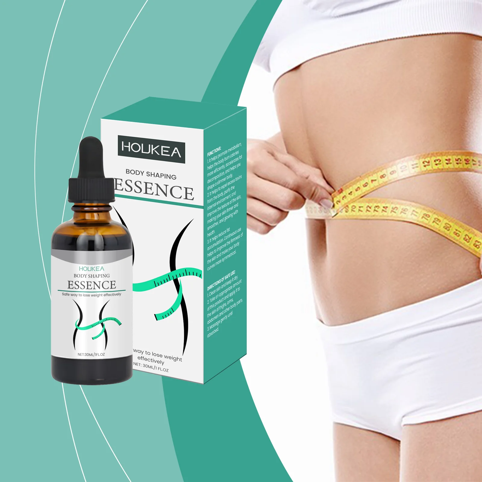 Esencia para dar forma al cuerpo: aceite adelgazante de 30 ml / 1 FL.OZ para bajar de peso, quemagrasas y contorno corporal
