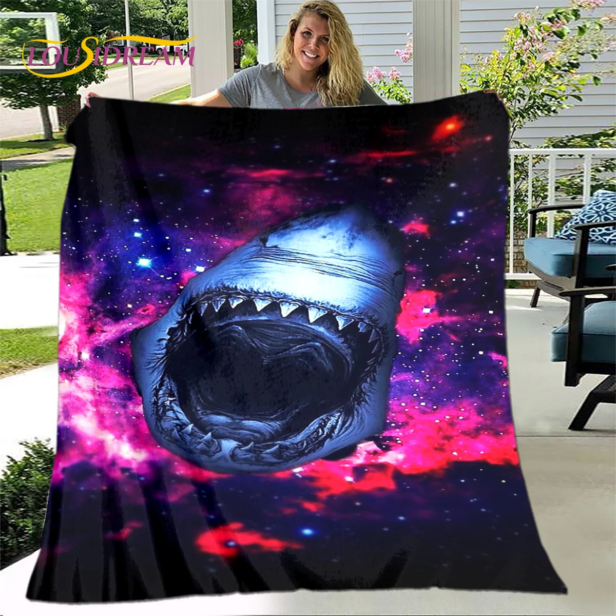 Newest 3D Cartoon Fierce Sharks Blanket,Flannel Blanket Throw Blanket,Super Soft Warm Blanket for Living Room Bedroom Beds Sofa