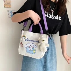 Cute Duoduo Series 2023 New Sanrio Cinnamoroll My Melody Cartoon Canvas Messenger Bag Niche Shoulder Bag Book Bag Gift