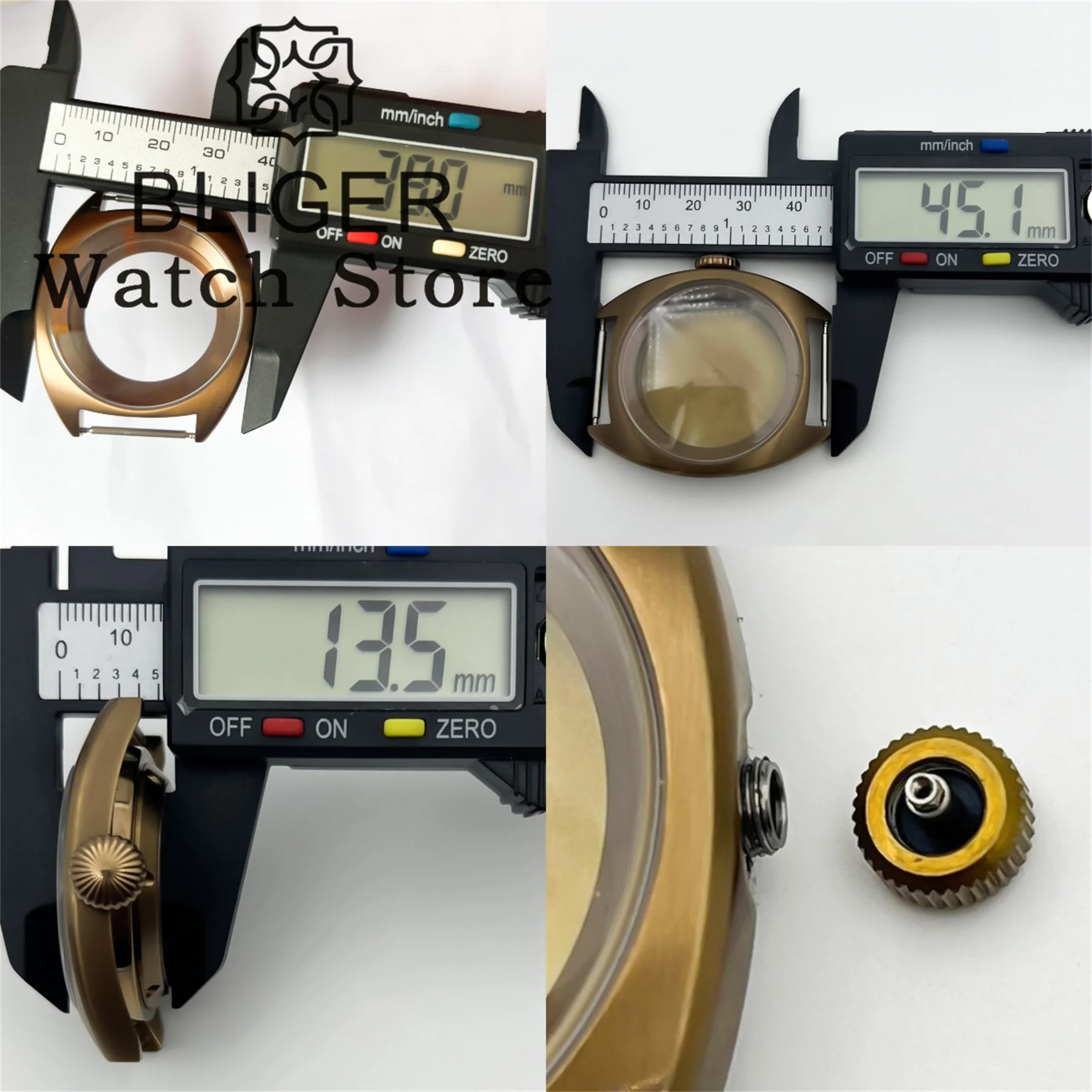 36mm/39mm Bronze Double Domed AR/Clean Sapphire Glass Big Crown/Small Crown Watch Cases Fit NH34 TO NH39 ETA2824 PT5000 Movement