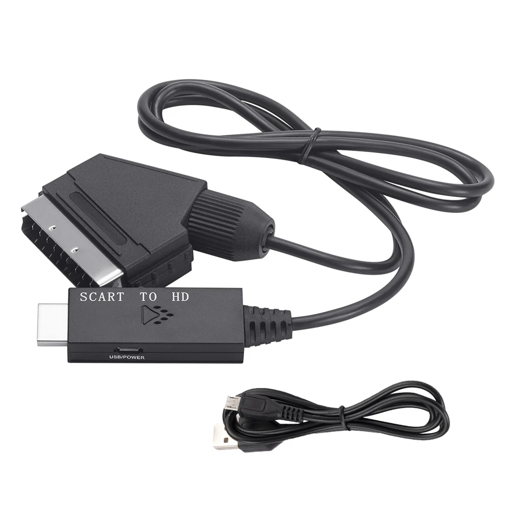 1080P HDMI to SCART Video Audio Converter Adapter HDMI Input to Scart Output For HDTV DVD Sky Box STB with USB Power Cable