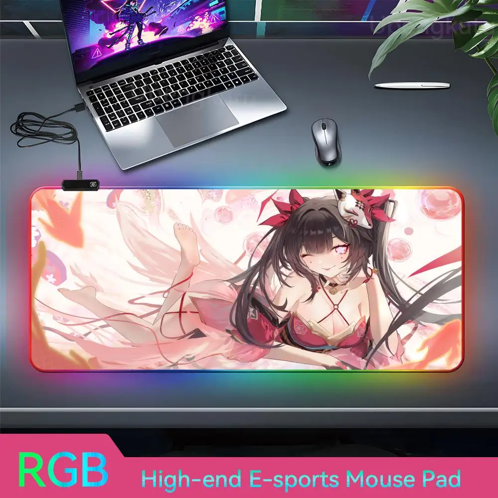 S_sparkle Mouse Pad Mouse Pad Hentai RGB LED Large Gamer Mousepads Escritorio Accesorios Accessoires Claviers Mouse Pad Gamer Ru